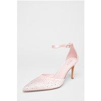 Quiz Women's Pink Diamante Satin Court Heels | Size: 7