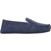 SNUGRUGS Men's Hugo, Loafer Moccasin Suede Slipperswith Rubber Sole in Navy | Size: 7