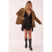 NastyGal Women's Lace Godet Hem Mini Dress in Black | Size: 6