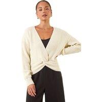 Roman Women's Petite Twist Front Knit Jumper in Ivory | Size: 14