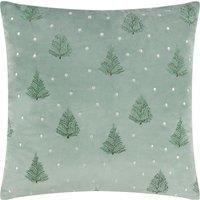 Furn Evergreen Classic Tree Embroidered Cushion in Green | Size: 43 cm x 43 cm