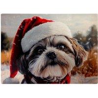 Warren Reed - Designer Christmas Shih Tzu Glass Chopping Board