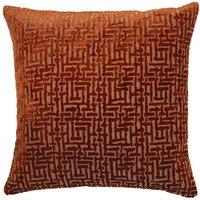 Paoletti Delphi Maze Cut Velvet Cushion in Orange | Size: 45 cm x 45 cm
