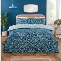 Rapport Home Harrow Microfibre Floral Reversible Duvet Cover Set with Pillowcase in Blue | Size: King