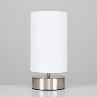 ValueLights Francis Pair of Brushed Chrome Dimmable Touch Table Lamps in White