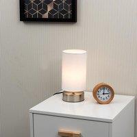ValueLights Francis Brushed Chrome Dimmable Touch Table Lamps with Fabric Shade in White