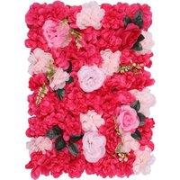 Neel Blue Decorative Artificial Flower Wall Panel Wedding Photo Background in Dark Pink