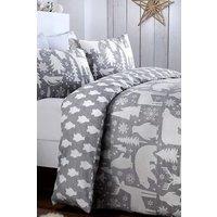 Fusion 'Arctic Animals' Christmas Duvet Cover Set in Grey | Size: Double