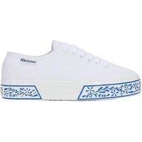 Superga Women's 3740 Leggera Ceramic Print Platform Trainers in White | Size: 6.5