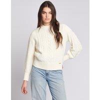 U.S. POLO ASSN. Women's Multi Cable Knit Jumper in Off-White | Size: XS