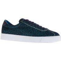 Superga Women's 2843 Club S Leopard Print Cowhide Leather Trainers in Bottle Green | Size: 2.5