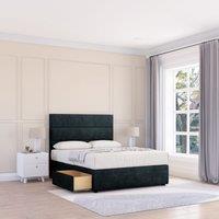 Sloomy Texas Divan Bed Base 2 Drawers & 54 Floor Standing Headboard in Black | Size: Double