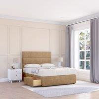 Sloomy Texas Divan Bed Base 2 Drawers & 54 Floor Standing Headboard in Light Brown | Size: Single