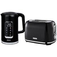 Geepas 1.7L Digital Electric Kettle & 2 Slice Bread Toaster Combo Set in Black