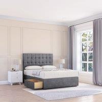 Sloomy Alabama Divan Bed Base No Drawers & 54" Floor Standing Headboard in Dark Grey | Size: Single