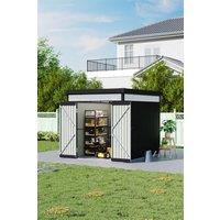 6.6x8.5 ft Metal Garden Tool Storage Shed With Double Door & Daylight Roof Panel,Black