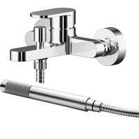 Balterley Current Wall Mount Round Bath Shower Mixer Tap, Shower Kit - Chrome in Silver