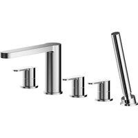 Balterley Pride Deck Mount Round 5 TH Bath Shower Mixer Tap & Shower Kit, Chrome in Silver