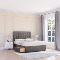 Sloomy Alabama Divan Bed Base 2 Drawers & 54 Floor Standing Headboard in Grey | Size: Single