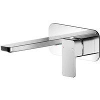 Balterley Square Wall Mount 2 Tap Hole Basin Mixer Tap Back Plate Chrome in Silver