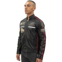 Infinity Leather Men's Racing Leather Biker Jacket-Portland in Brown | Size: Small