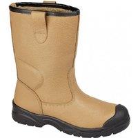 Grafters Men's Scuff Toe Cap Safety Leather Rigger Boots in Tan | Size: 7