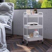HOMCOM 3 Tier Rolling Utility Cart with 3 Mesh Basket, White