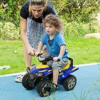 HOMCOM Goodyear Licensed Baby Quad Ride-On Walker with Lights Horn Storage in Blue