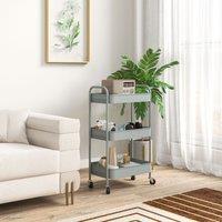 HOMCOM 3 Tier Rolling Utility Cart with 3 Mesh Basket in Light Blue