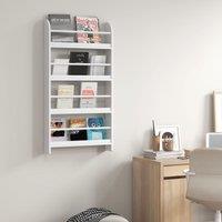 HOMCOM 4-Tier Wall-Mounted/Standing Wood Book Rack Shelf Water Resist in White