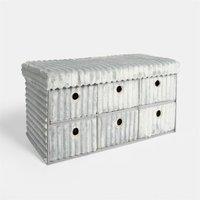 OHS Ribbed Fleece 6 Draw Storage Chest Shoe Organiser Cabinet in Light Grey