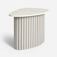 OHS Madison Ribbed Side Table Corner Bedroom Living Room Office Bedside in White