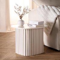 OHS Madison Ribbed Side Table Corner Bedroom Living Room Office Bedside in Cream