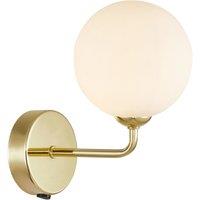 Happy Homewares Contemporary Chic Light Fitting with Opal White Globe Glass Shade in Gold