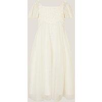 Monsoon Girl's Starla Lace Tulle Dress in Ivory | Size: 3 Years