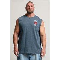 BadRhino Men's Acid Wash Skull Graphic Vest Top in Blue | Size: 2XL