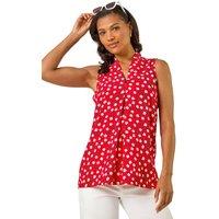 Roman Women's Floral Pleat Front Vest Top in Red | Size: 16