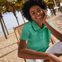 Lands' End Women's Plus Slim Fit Pique Polo Shirt in Green | Size: 14-16