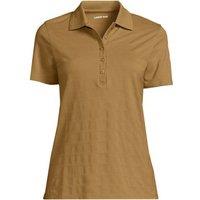 Lands' End Women's Textured Stripe Piqu Polo Shirt in Brown | Size: 14-16