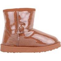 ABSOLUTE FOOTWEAR Women's Childrens Soft Slip On Lightweight Faux Fur Lined Boots Booties in Tan | Size: 2
