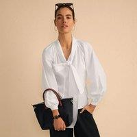 Lands' End Women's Bow Neck Cotton Blouse in White | Size: 16-18