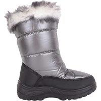 ABSOLUTE FOOTWEAR Women's Childrens Easy Slip On Zipped Winter Snow Rain Outdoor Boots Booties in Metallic Silver | Size: 2