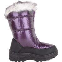 ABSOLUTE FOOTWEAR Women's Childrens Easy Slip On Zipped Winter Snow Rain Outdoor Boots Booties in Purple | Size: 3
