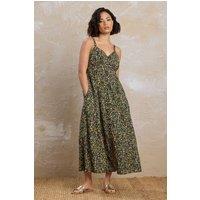 PixieGirl Women's Petite Floral Button Midi Dress in Black | Size: 6