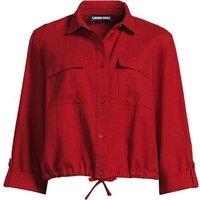 Lands' End Women's Cropped Linen Blend Tie Hem Shirt in Burnt Orange | Size: 16-18