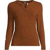 Lands' End Women's Ribbed Henley Top in Burnt Orange | Size: 14-16