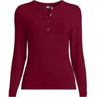 Lands' End Women's Ribbed Henley Top in Red | Size: 16-18