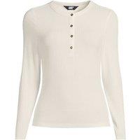 Lands' End Women's Ribbed Henley Top in Cream | Size: 20