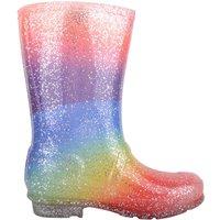 ABSOLUTE FOOTWEAR Women's Childrens Slip On Sparkly Glitter Rainbow Waterproof Wellington Boots | Size: 2