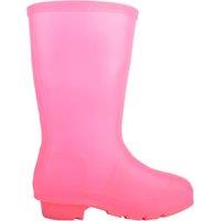 ABSOLUTE FOOTWEAR Women's Childrens Slip On Florescent Waterproof Rain Welly Wellington Boots in Fuchsia | Size: 2